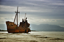 Dimitrios Is An Old Ship Wrecked On The Greek Coast And Abandoned On The Beach