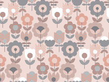 Vintage Pale Pink Geometric Flower Seamless Pattern
