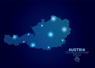 austria dotted technology map. modern data communication concept