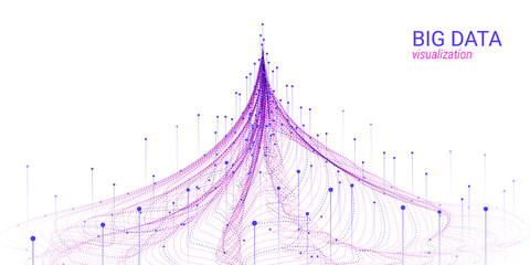 Wall Mural - wave 3d big data visualization. analysis infographic.