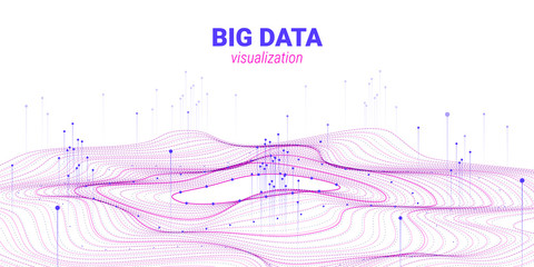 Wall Mural - wave 3d big data visualization. analysis infographic.