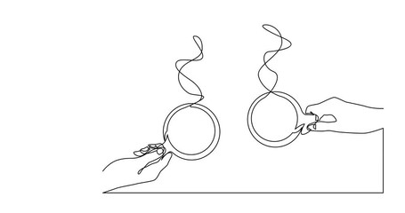 Sticker - Animation of continuous line drawing of two hands holding coffee cups