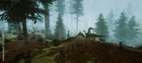 Extremely detailed and realistic high resolution 3d illustration of a Compsog...