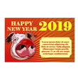 Greeting card with a pink pig, a symbol of the Chinese New Year