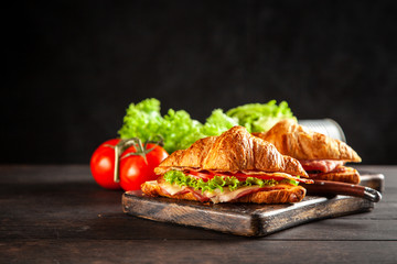 Wall Mural - Classic BLT croissant sandwiches