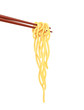 Chinese noodles at chopsticks Fast-food meal, isolated white