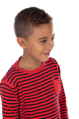 Wall Mural - Beautiful latin child with red striped shirt