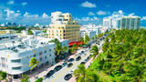 Fototapeta Miasto - Aerial view of Miami Beach, South Beach, Florida, USA. 