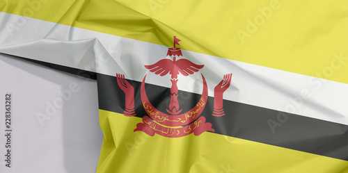 Brunei Darussalam Fabric Flag Crepe And Crease With White Space