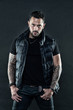 © be free - Masculinity and fashion concept. Tattoo brutal attribute. Man confident unshaven brutal appearance tattooed arms. Tattoos great way express masculinity and manliness. Bearded man posing with tattoos