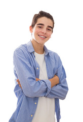 Poster - portrait of happy young isolated in white background