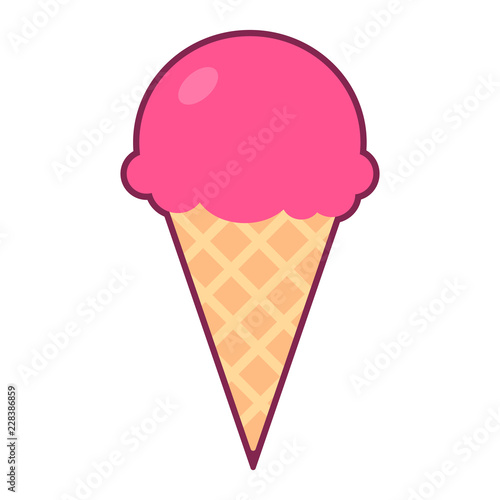 picture Simple Ice Cream Cone Vector simple flat pink ice cream cone icon