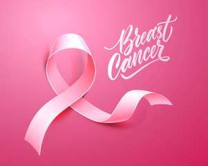 Vector breast cancer awareness poster pink ribbon