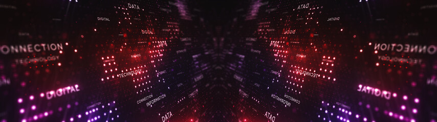 Wall Mural - digital structure of many glowing particles. abstract technology concept. creative background. lumin