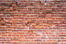 Old Red Brick Wall Texture Background. Distressed Wall With Broken Bricks Texture
