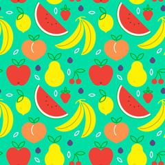 Wall Mural - Fruit icon seamless pattern for healthy eating
