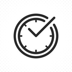 check mark on clock line icon. check time symbol, check mark clock icon. linear style sign for web a
