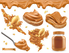 Peanut Butter. 3d Vector Realistic Icon Set