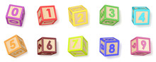 Numbers Wooden Alphabet Blocks Font Rotated 3D
