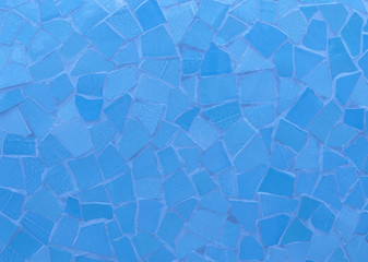 Wall Mural - Broken tiles mosaic seamless pattern. Blue the tile wall high resolution real photo or brick seamless and texture interior background.