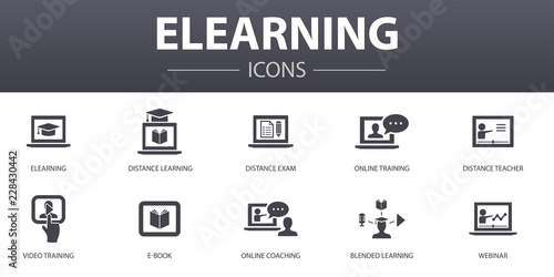 Cuadros en Lienzo eLearning simple concept icons set