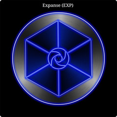 Wall Mural - Metal Expanse (EXP) coin witn blue neon glow.