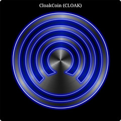 Wall Mural - Metal CloakCoin (CLOAK) coin witn blue neon glow.