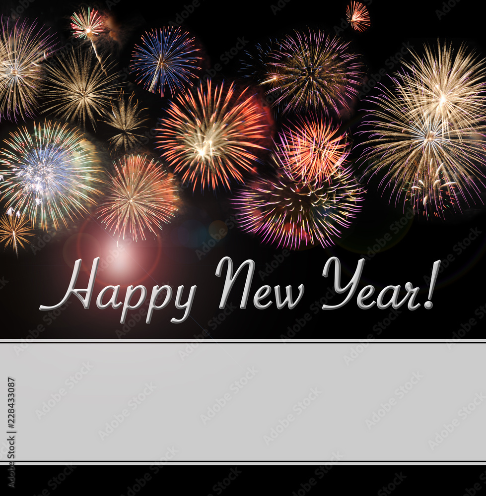 Photo Art Print Happy New Year Card And Banner With Beautiful