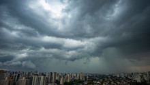 The Storm Is Coming. Hurricane. Ground And Sky. Cityscape. Sao Paulo City Landscape, Brazil South America. 