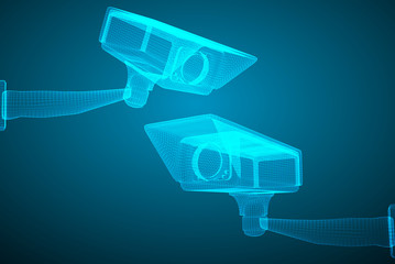 Wall Mural - set of vector images. CCTV camera