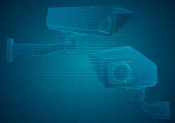 Wall Mural - set of vector images. CCTV camera