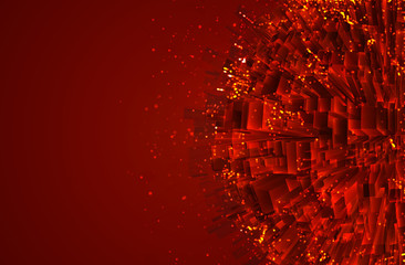Wall Mural - vector abstract 3d crystal. a view of the roofs of the city, a large chaotic set of glass pendants.