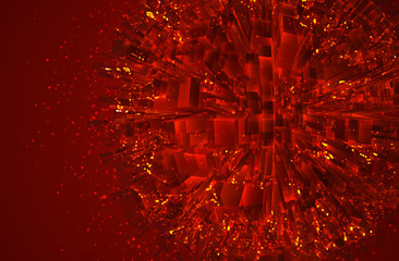 Wall Mural - vector abstract 3d crystal. a view of the roofs of the city, a large chaotic set of glass pendants.