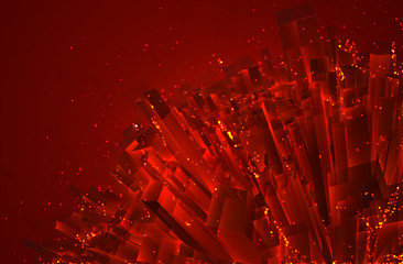 Wall Mural - vector abstract 3d crystal. a view of the roofs of the city, a large chaotic set of glass pendants.