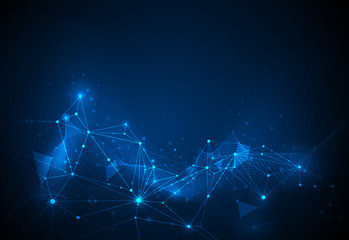 Wall Mural - vector illustration technology on blue background. abstract internet network connection design for w