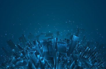 Wall Mural - vector abstract 3d crystal. a view of the roofs of the city, a large chaotic set of glass pendants.