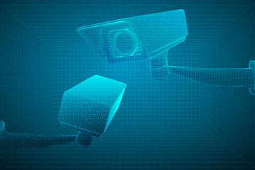 Wall Mural - set of vector images. CCTV camera