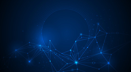 Wall Mural - vector illustration technology on blue background. abstract internet network connection design for w