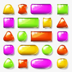 Ui glossy buttons glass plate game app isolated icons design glossy elements vector illustration