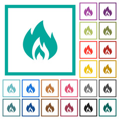 Poster - Flame flat color icons with quadrant frames