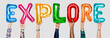 © Rawpixel.com - Hands showing explore balloons word