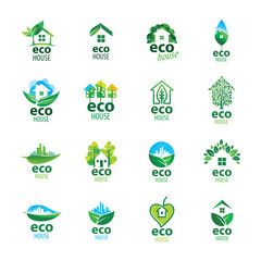 Wall Mural - Eco house sign. Vector illustration on white background