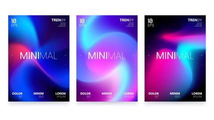Wall Mural - Abstract Vivid Colorful A4 Posters Set. Trendy Fluid Gradient