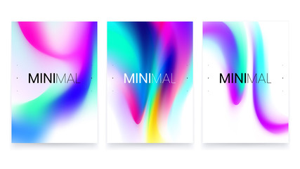 Wall Mural - Abstract Vivid Colorful A4 Posters Set. Trendy Fluid Gradient