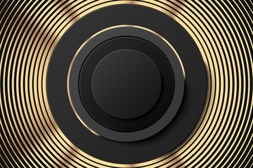 Wall Mural - abstract golden black poster or banner. golden rings and black button banner. gold abstract backgrou