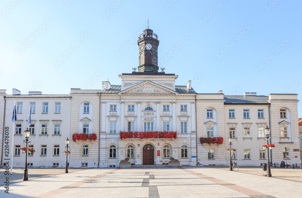 Obraz na płótnie lock on Vistula river - Town Hall and old town Market Square  w salonie