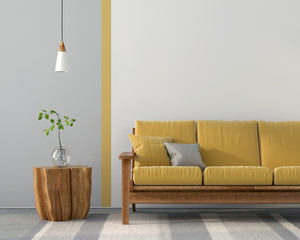 Interior with a yellow sofa