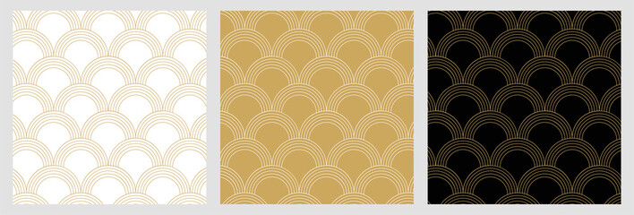 Seamless traditional japanese pattern with with elegant golden geometric line for Christmas background
