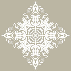 Wall Mural - oriental vector pattern with white arabesques and floral elements. traditional classic ornament. vin