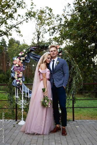 pink dress and jacket for wedding